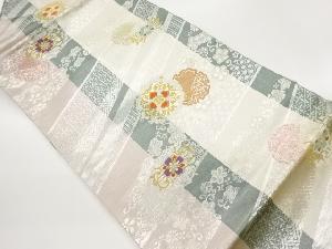 華紋に雪輪・古典柄模様織出し名古屋帯